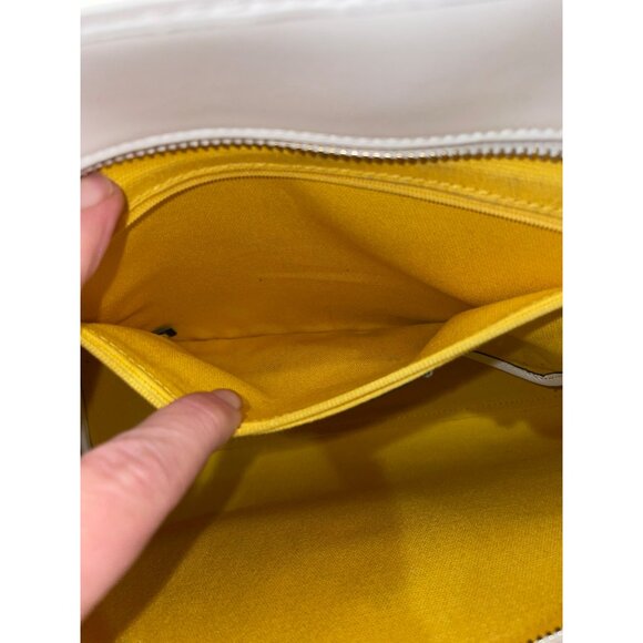 Kate Spade New York Yellow & White Striped Canvas Tote Bag With Leather Handles - Picture 7 of 8